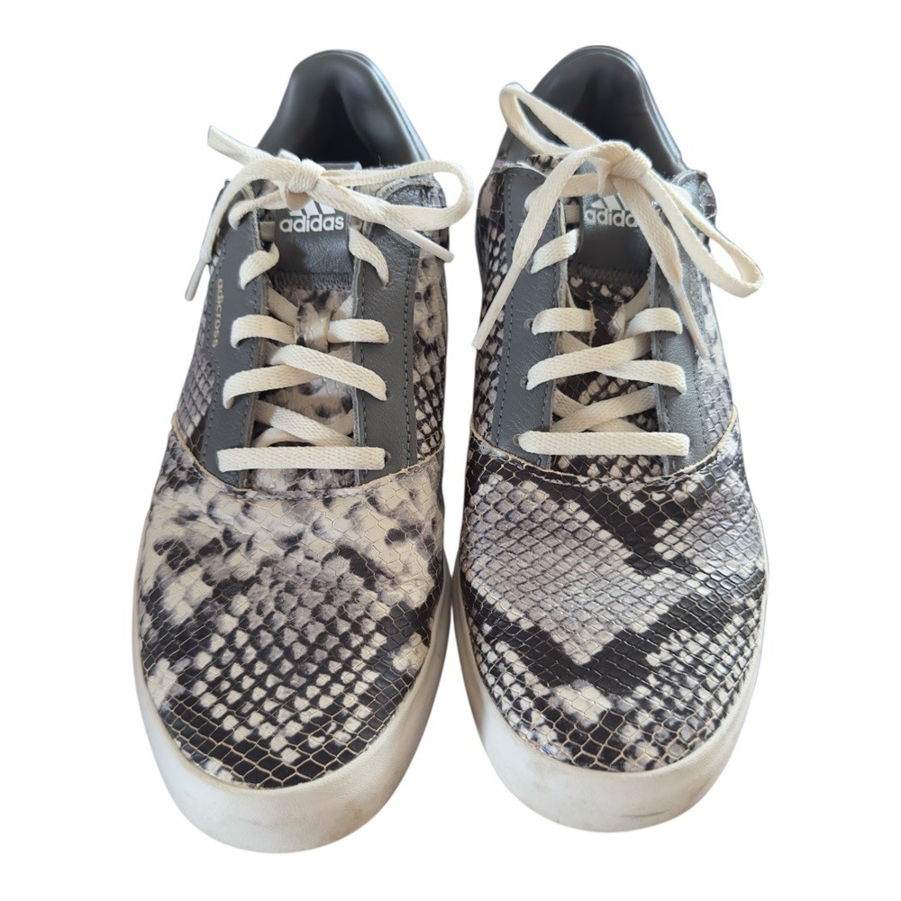 Adidas‎ Adicross Snake Print Leather Spikeless Sporty Golf Shoes White Gray SZ 8